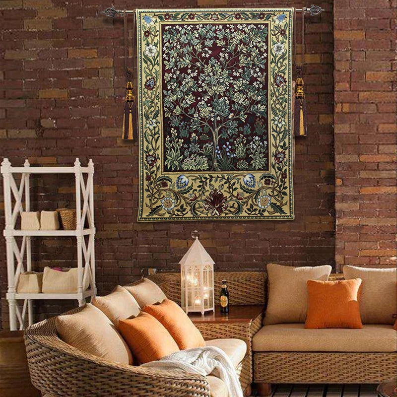 90x60cm Belgium William Morris WorksTree of Life Home Textile Jacauard Fabric Product Tapestry Wall Hangings Decoration Painting