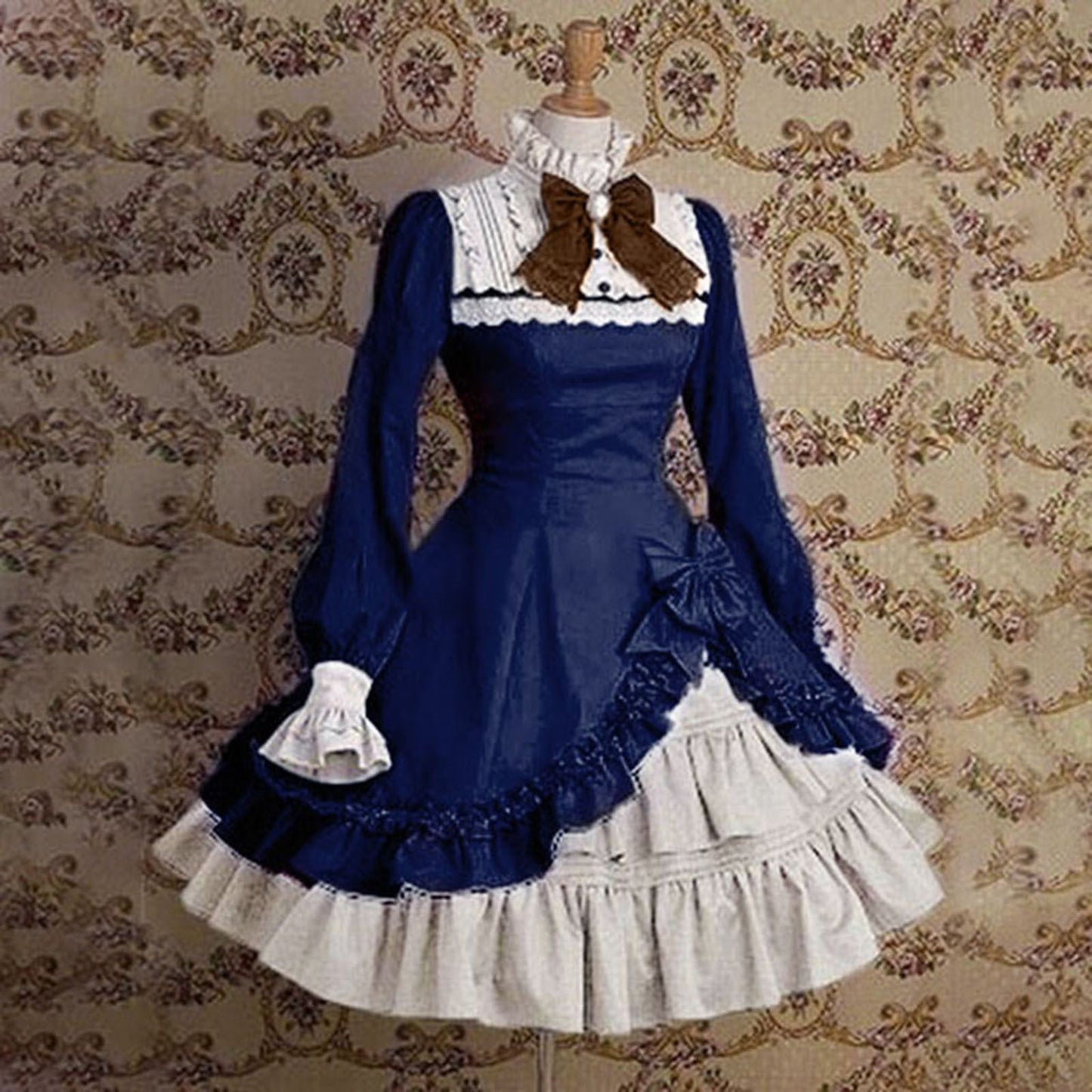 Gothic Lolita Dress For Women Cute Girls Lovely Maid Dress Vintage Ruffles Lace Medieval Elegant Party Dresses Cosplay Costume