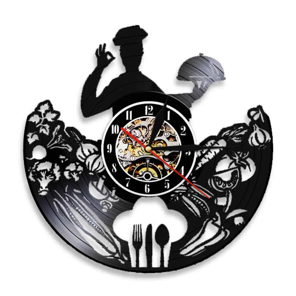 The Kitchen The Heart Of The Home Inspired Vinyl Record Clock, Modern Design Wall Decor Noiseless.