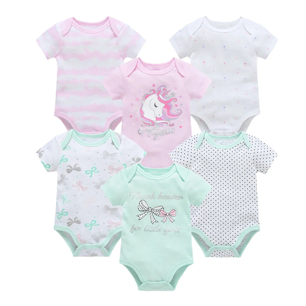 Kavkas Baby Girls Bodysuits 6/3 pcs/lot Summer Cotton Baby Clothes Short Sleeve Newborn body bebe 0-3 months Infant Clothing
