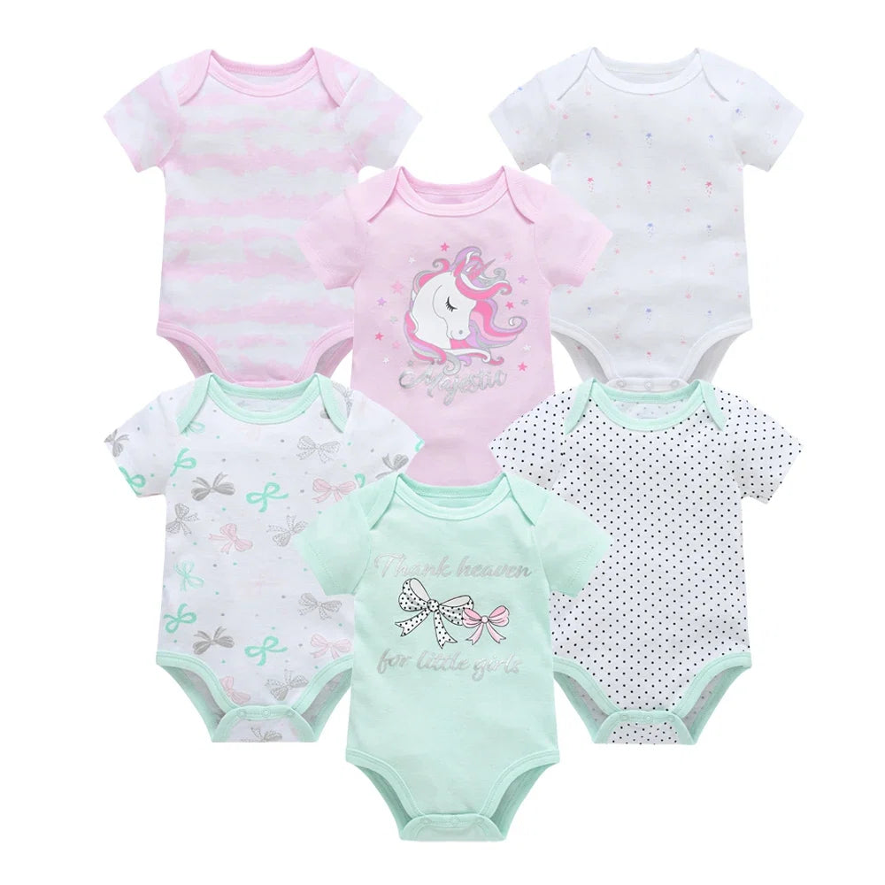 Kavkas Baby Girls Bodysuits 6/3 pcs/lot Summer Cotton Baby Clothes Short Sleeve Newborn body bebe 0-3 months Infant Clothing