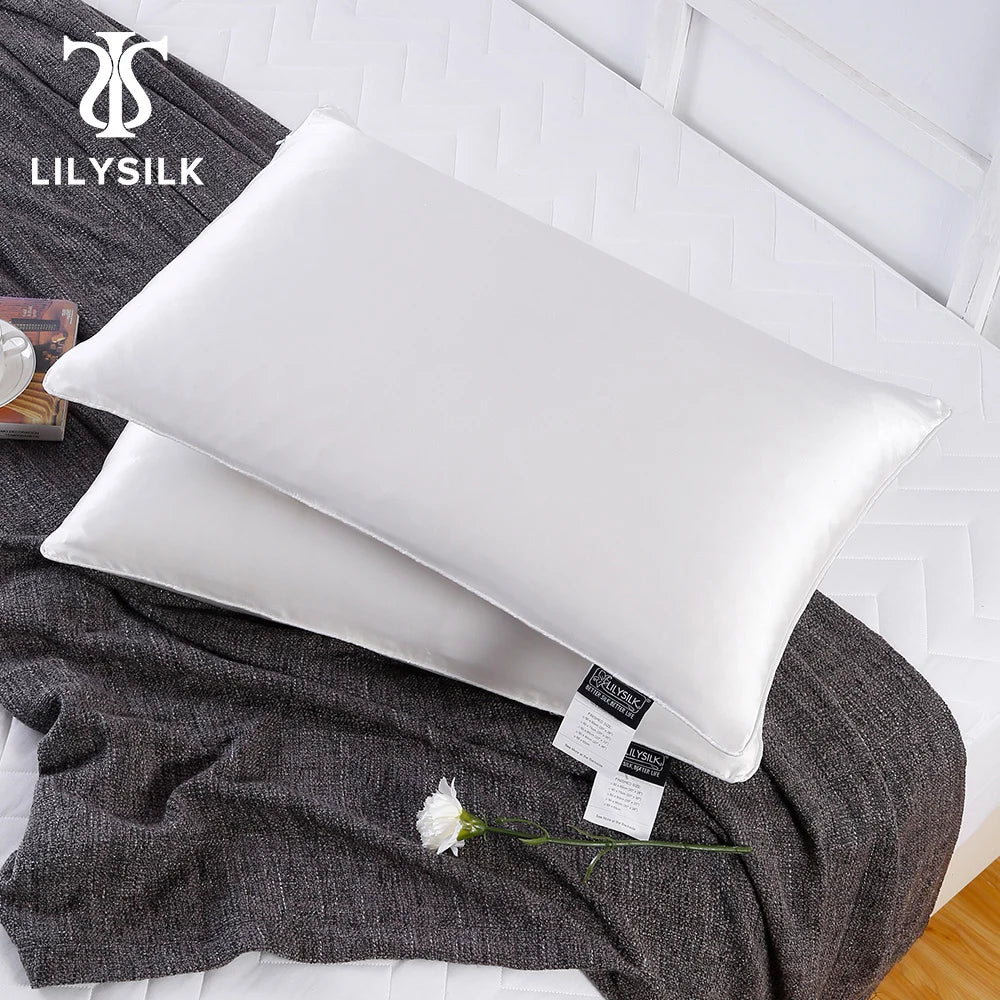 LILYSILK 100 Silk Filled Pillow Silk Shell 1 Pcs Pure Natural Filling for Sleeping Luxury Home Textile Free Shipping