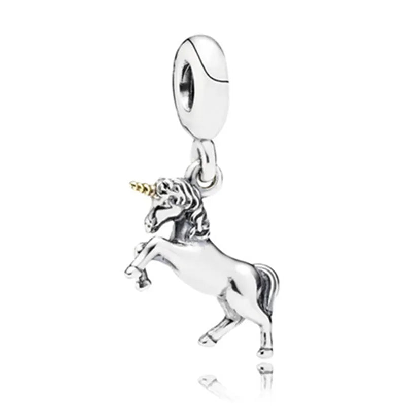 New Animal Footprint Musical Note Safety Chain Crown Boy Pendant Fits Pandora Charm Bracelet DIY Women's Original Beading Gifts