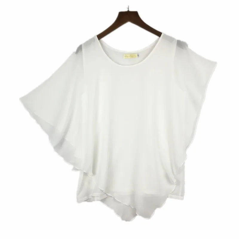 2024 Summer  women Chiffon casual Blouses & shirts blusas,batwing sleeve women chiffon shirt wome clothing