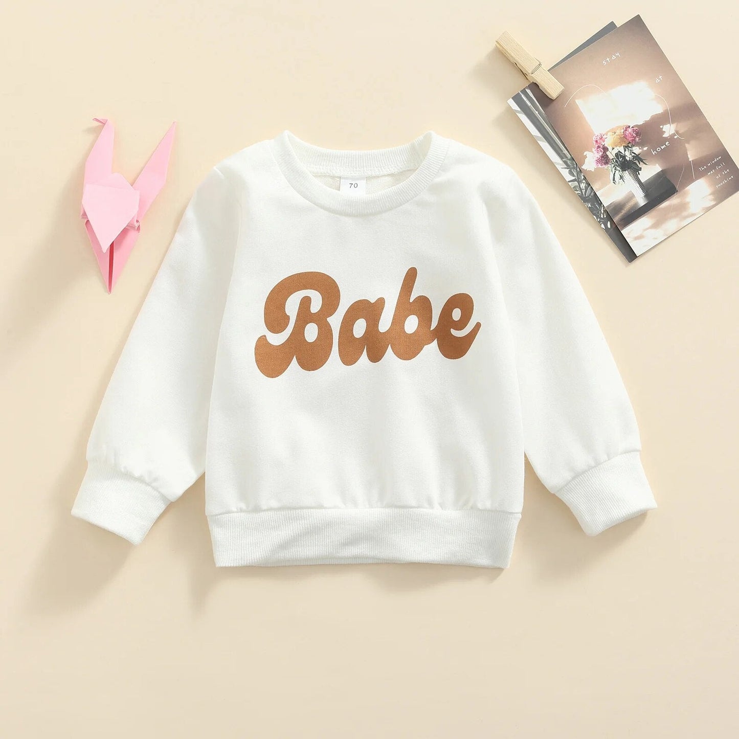 FOCUSNORM 4 Colors Lovely Baby Girls Boys Sweatshirt Tops Outfits 0-3Y Letter Printed Long Sleeve Pullover Outwear