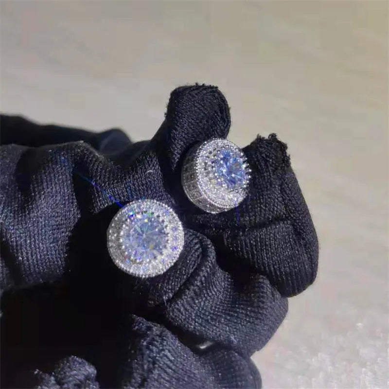 Female Austrian Crystal Round Earring White Gold, Yellow Gold, Color White Zircon For Women Jewelry.