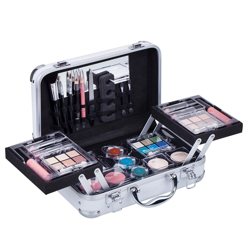 DUER LIKA White Portable Professional 24 Color Eyeshadow Blush Cosmetic Foundation Face Powder Makeup Sets Eye Shadows Palette