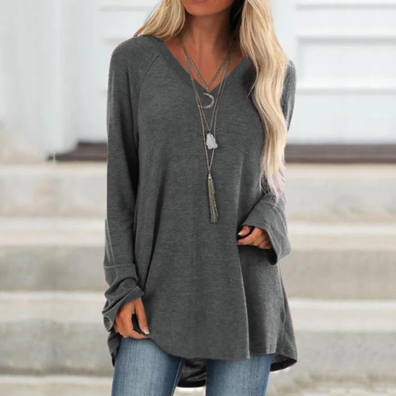 Female Clothes New Spring Autumn S-8XL Oversized T-shirt Solid Long Sleeve Loose Cotton Casual Harajuku Tunic Tees Top Women's