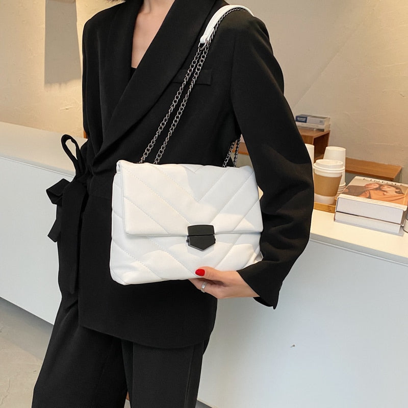Embroidery Thread Small PU Leather Crossbody Bags For Women 2021 Trend Hand Bag Women's Branded Trending Shoulder Handbags