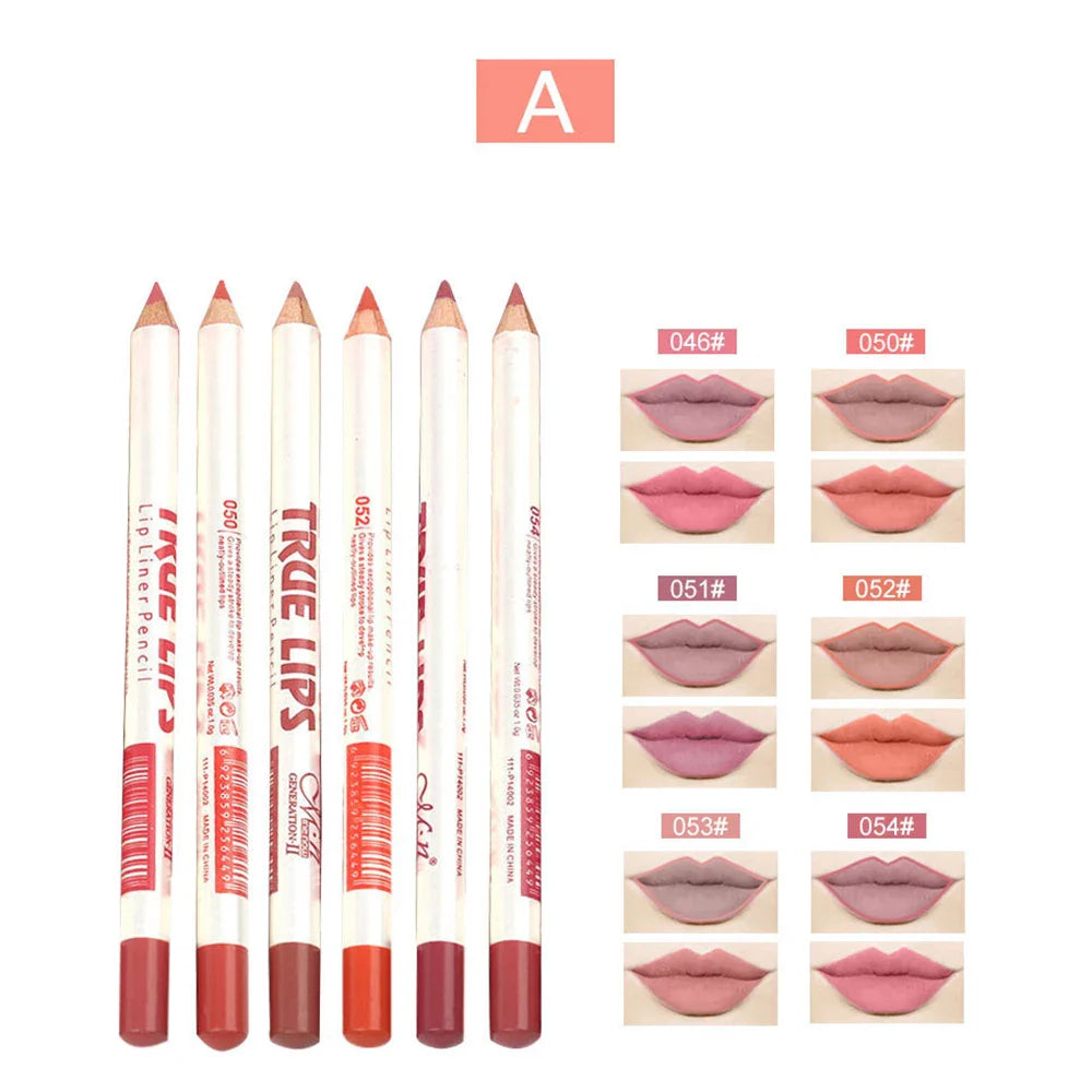 6Pcs/set Lipliner Pencil Matte Lipstick Waterproof Long Lasting Women Makeup crayon a levre maquiagem profissional completa