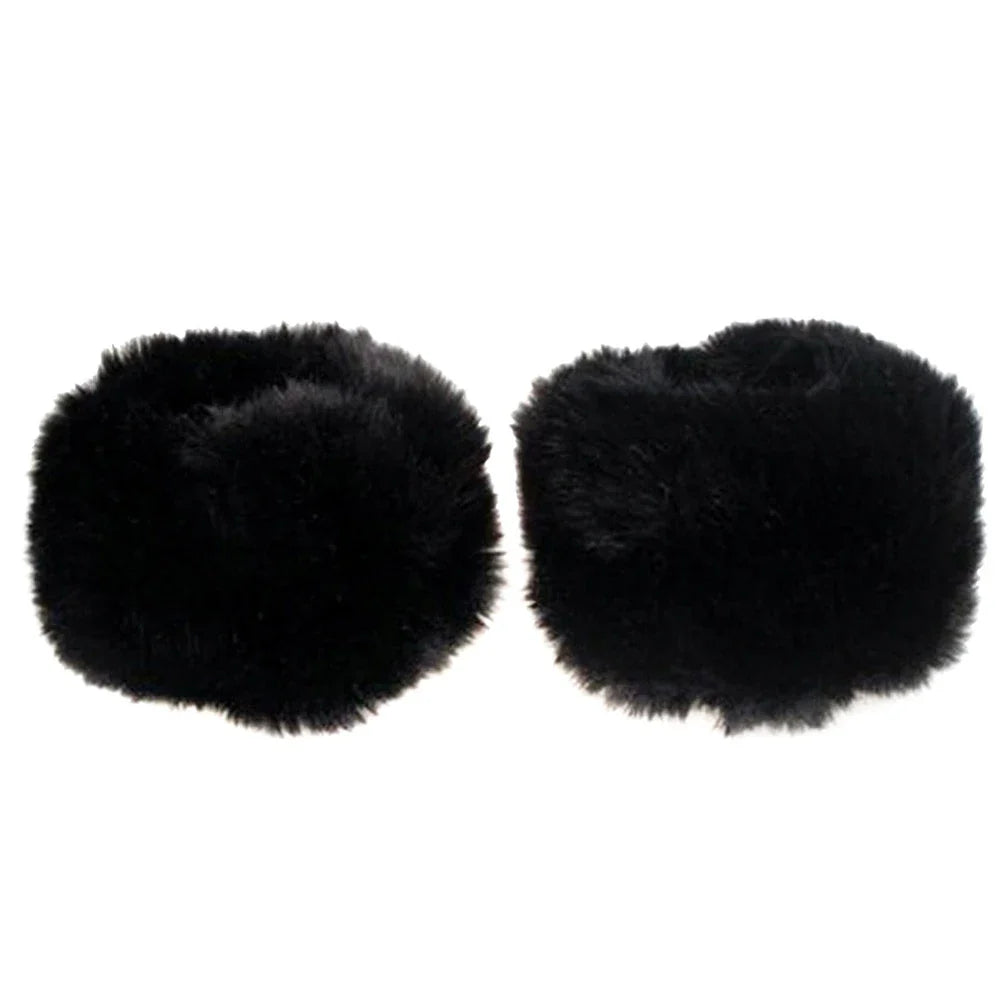 1 Pair Winter Warm Women Arm Warmer Faux Fur Soft Elastic Wrist Slap On Cuffs Arm Warmer Plush Thicken Accessories Gray White