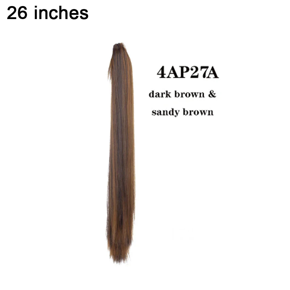 BENEHAIR Fake Ponytail Claw On Ponytail Long Wavy Clip In Hair Extension Hair Synthetic Hairpiece For Women Pony Tail Fake Hair