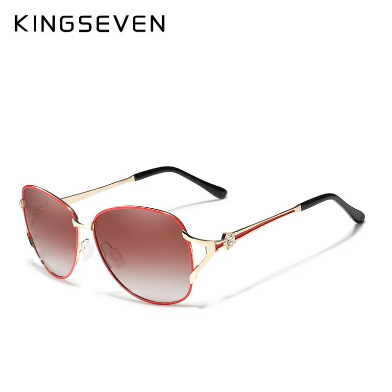 KINGSEVEN 2023 Women's Glasses Luxury Brand Sunglasses Gradient Polarized Lens Round Sun glasses Butterfly Oculos Feminino
