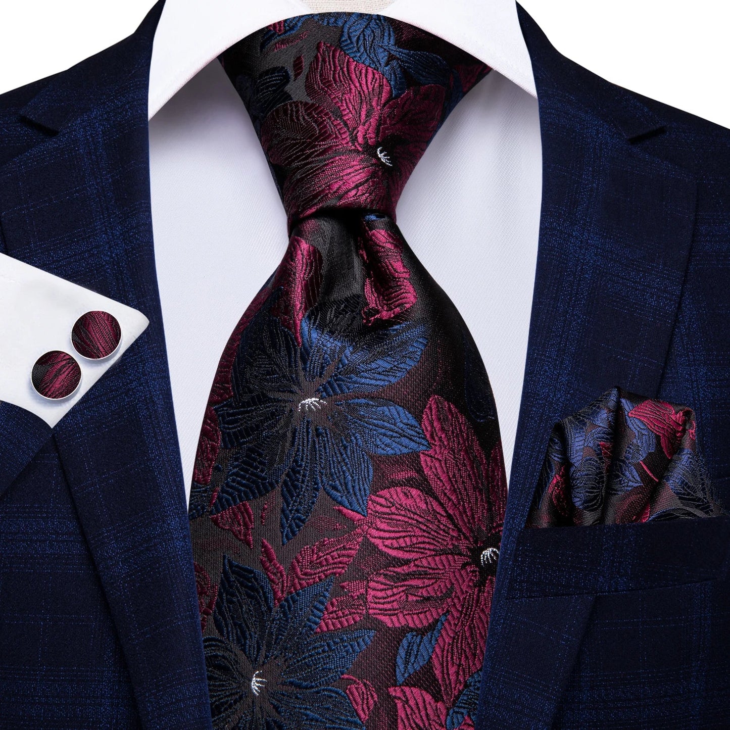 Hi-Tie Paisley Wine Red 100% Silk Men Neck Ties 8.5cm  Formal, Business Luxury Neckties.