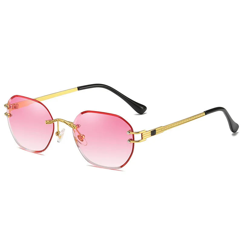 Blue Sunglasses Frameless Rimless Men 2021 High Quality Square Metal Sun Glasses Women Mirror Sea Summer Style
