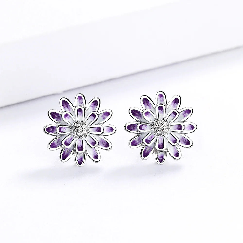 2024 New Women's Jewelry Set Exquisite Handmade Flower Earrings Necklace Ring 925 Silver Handmade Enamel Flower Jewelry
