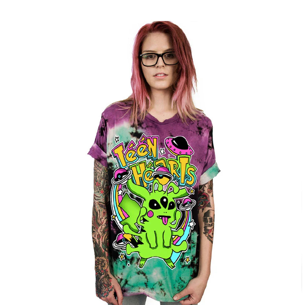 PLstar Cosmos 2019 Summer New Women T Shirt Fashion Punk Tops STAY WEIRD Printing Loose Short Sleeve Streetwear Hip Hop tshirt