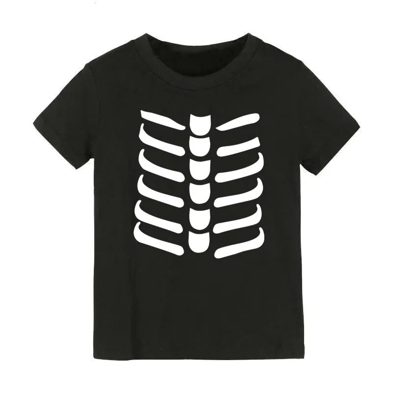2021 Halloween Pumpkin Monster Print Children Girl Boy T-shirt Black Round Neck T Shirt Kids 2 to 10 Year Old Tees