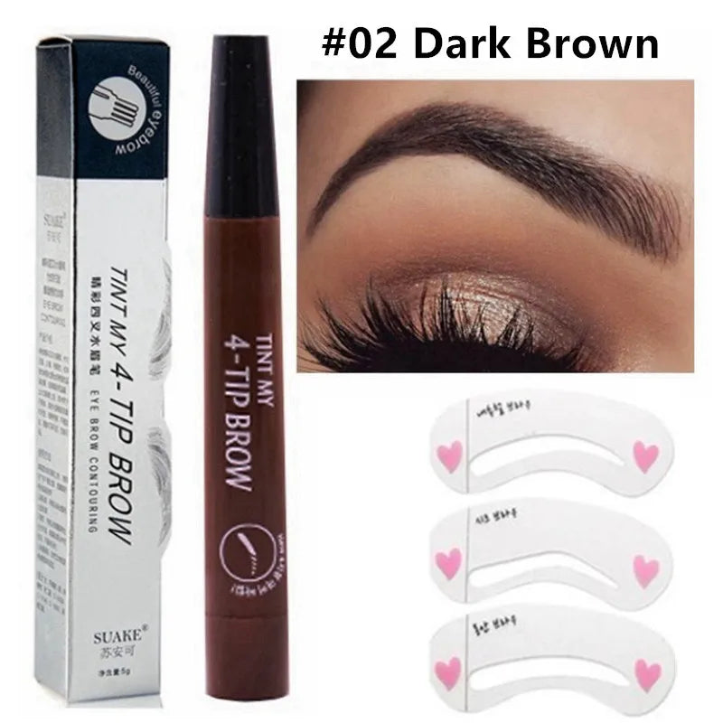 5 Colors Dark Brown 4 Point Liquid Eyebrow Pencil Microblading Waterproof Eyebrow Pencil Tattoo Eyebrow Pen Makeup
