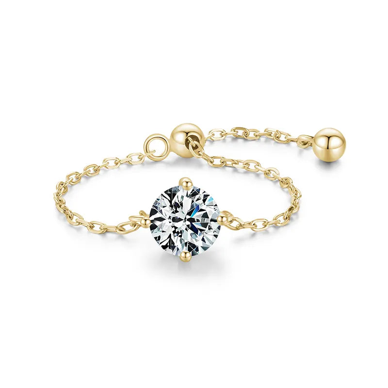 Modian 5 Style Clear CZ Link Chain Ring Trendy 925 Sterling Silver Adjustable Charm Gold Color Rings For Women Wedding Jewelry