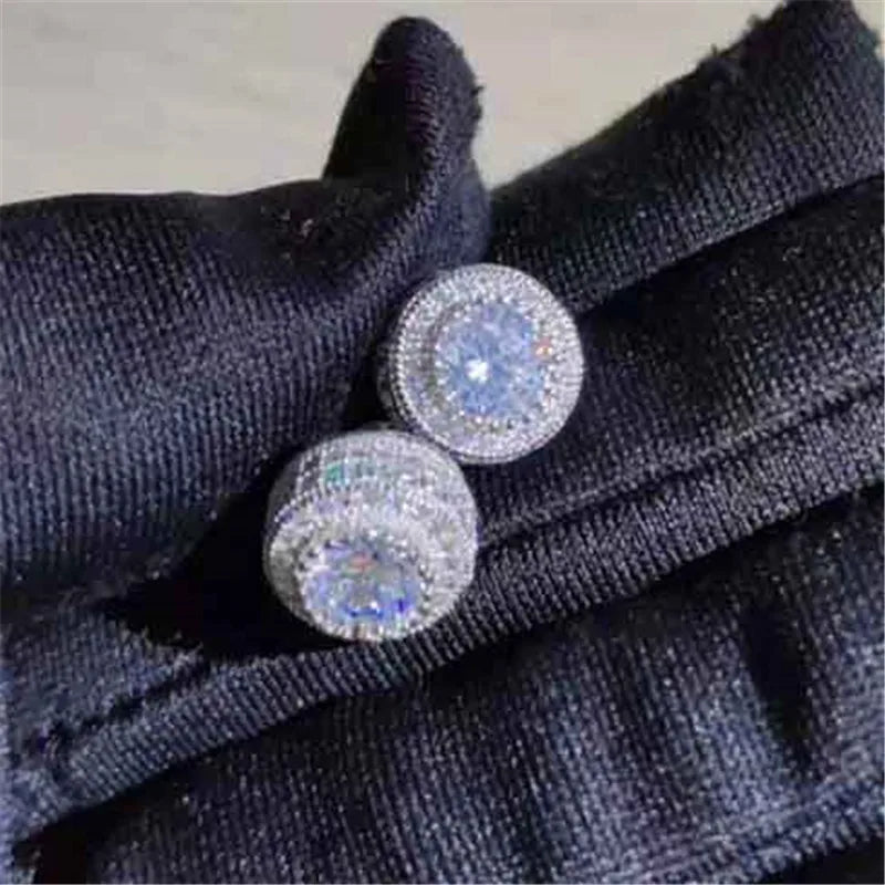 Female Austrian Crystal Round Earring White Gold, Yellow Gold, Color White Zircon For Women Jewelry.