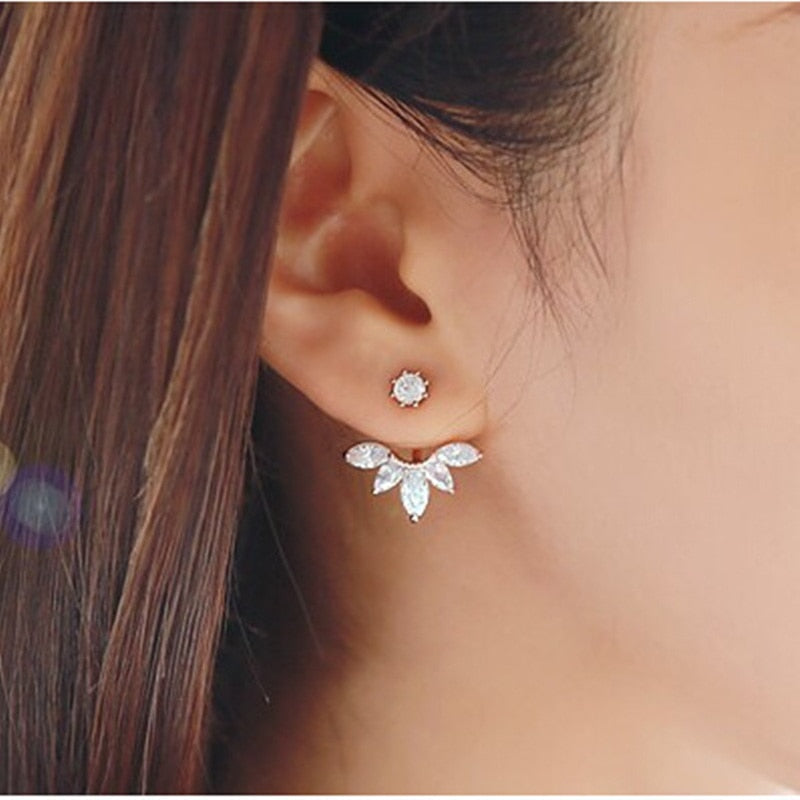 New Crystal Flower Drop Earrings for Women Fashion Jewelry Gold Colour Rhinestones Earrings Gift for Party Best Friend