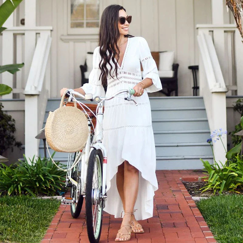 Bikini Cover Up Lace Hollow Crochet Swimsuit Beach Dress Women 2024 Summer Ladies Cover-Ups Bathing Suit Beach Wear Tunic