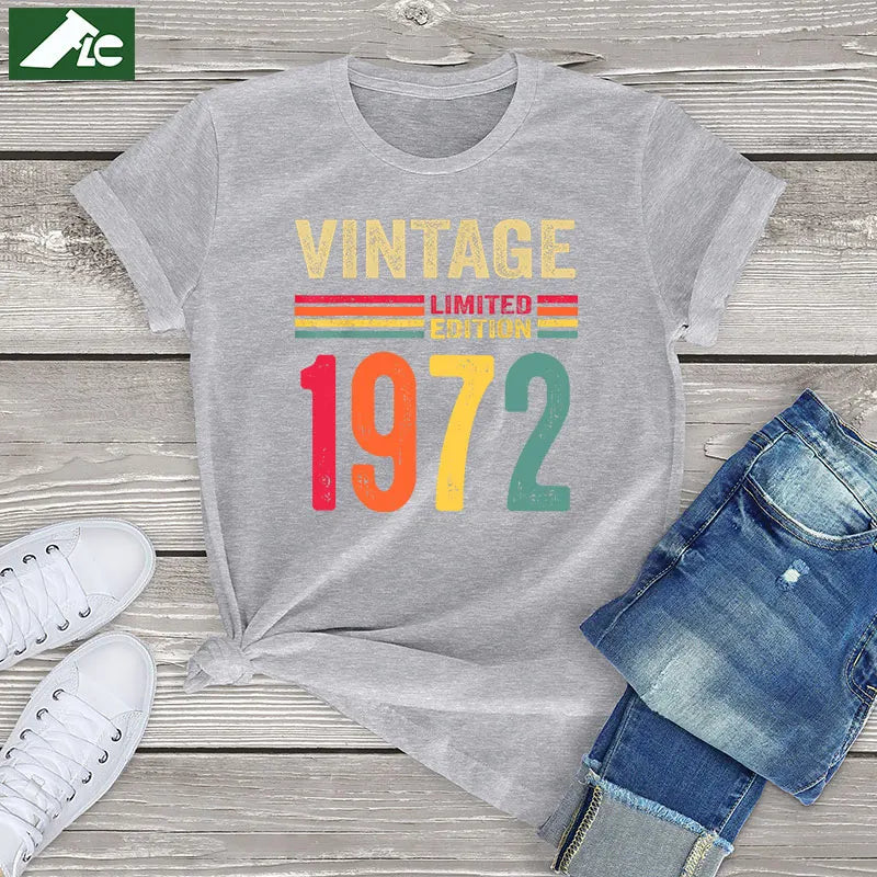 50 Year Old Gifts Vintage 1972 Limited Edition 50th Birthday T Shirt Cotton women's Tops Fashion Unisex Casual Female T Shirt