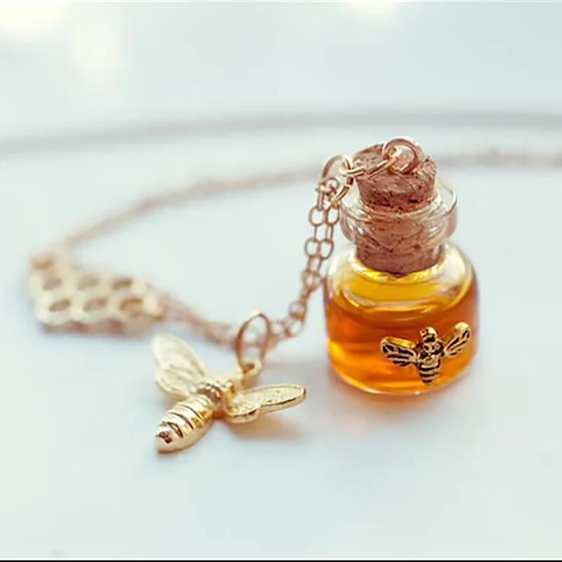 Bee necklace Witch jewelry vial necklace jewelry unique personalized necklaces women potion bottle honey