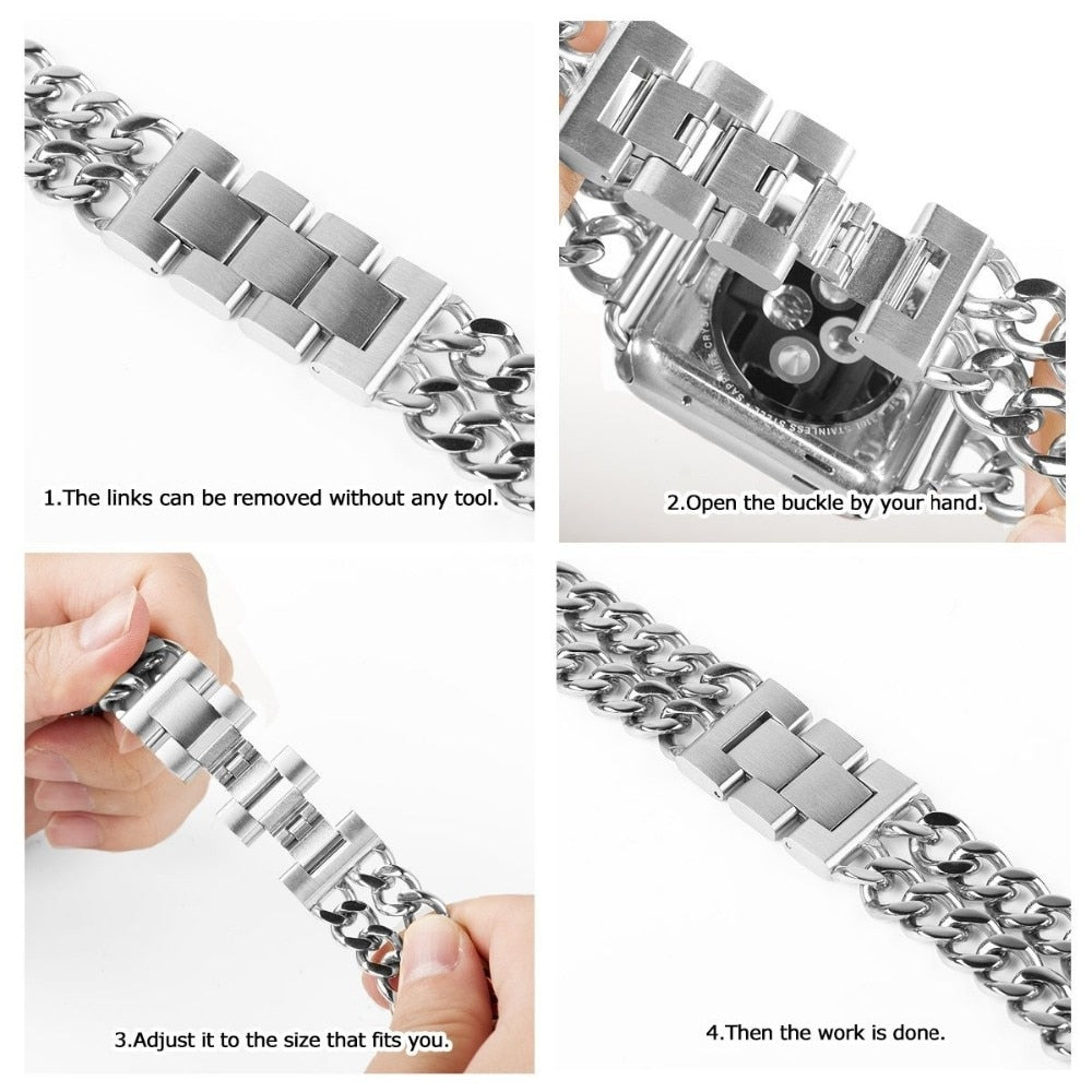 Stainless Steel Band For Apple Watch 6 SE 5 4 3 2 Band 40mm 44mm strap wristband Metal Band for iWatch Series 6 5 4 3 38mm 42mm