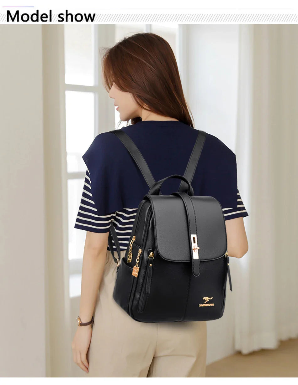 Women Large Capacity Backpack Purses High Quality Leather Female Vintage Bag School Bags Travel Bagpack Ladies Bookbag Rucksack