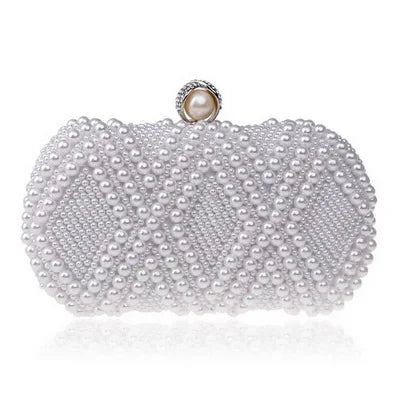 SEKUSA Beded women evening bags diamonds shell lady small day clutches party dinner wedding bridal hollow pearl handbags purse