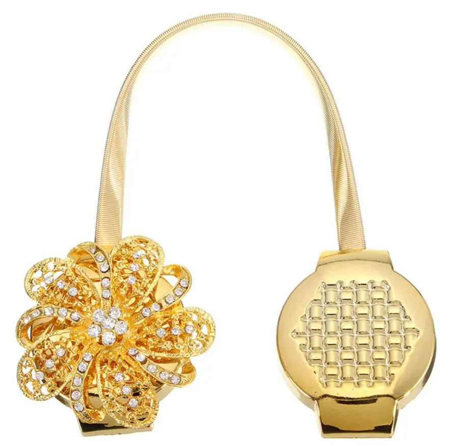 Magnetic Rope Curtains Tieback Europe Style Crystal Flower Retractable Curtain Clips Cortinas Holdbacks Tiebacks For Home Decor