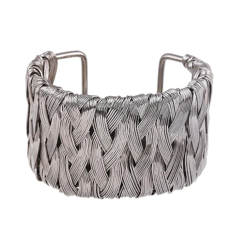 Exaggerated Wire Mesh Open Wide Bracelet Ins Small Fashion Net Red Metal Bracelet Women's Jewelry Charm Bracelets for Women