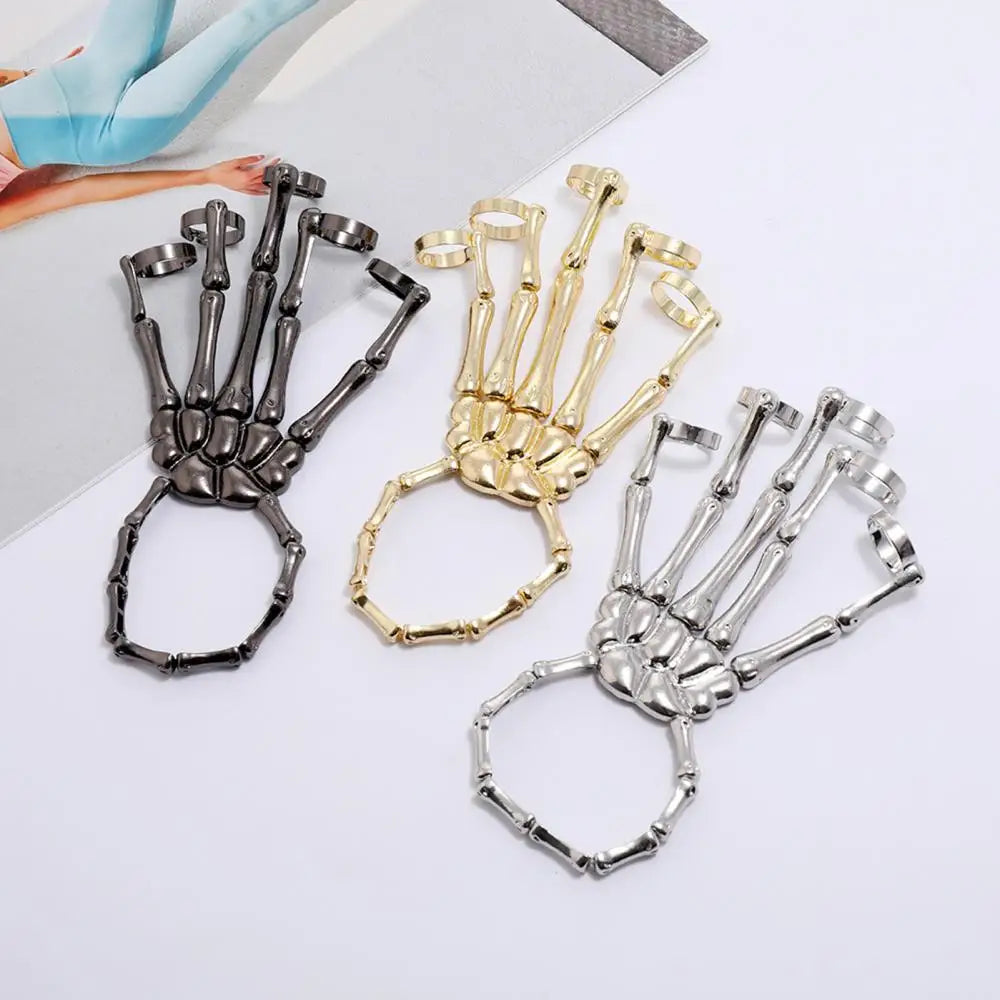 Halloween Bracelet For Women Gothic Punk Hand Skull Skeleton Elasticity Adjustable Bracelet Bangles Femme Party Accessories