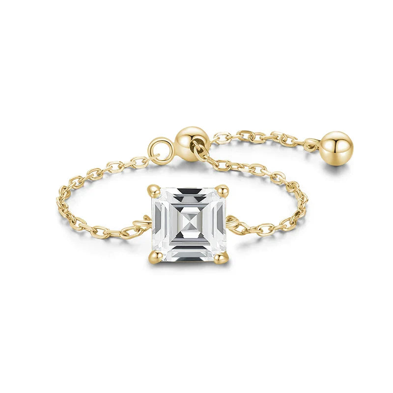 Modian 5 Style Clear CZ Link Chain Ring Trendy 925 Sterling Silver Adjustable Charm Gold Color Rings For Women Wedding Jewelry