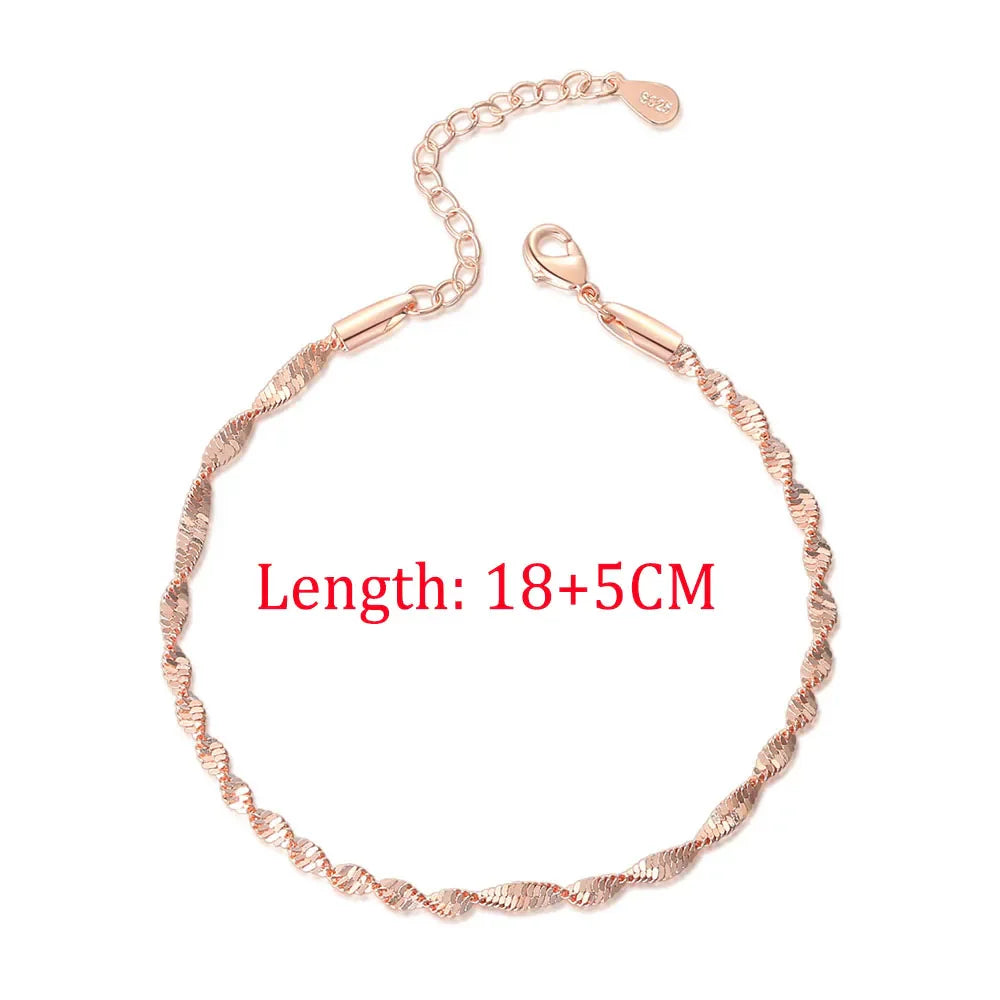 Women's jewelry Twist Bracelet For Women Friends Gifts Rose Gold Color Simple Bangle Hand Chains Kpop jewellery Wholesale KBH064