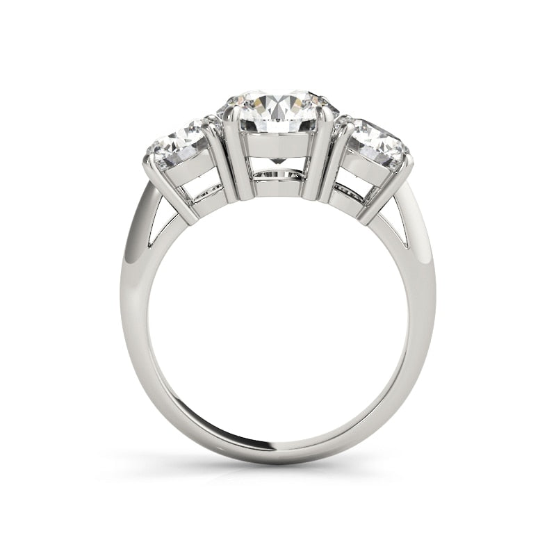 LESF 925 Sterling Silver Women's Ring 3 Stones 2 Carats Round Cut SONA Simulated Diamond Wedding Engagement Rings
