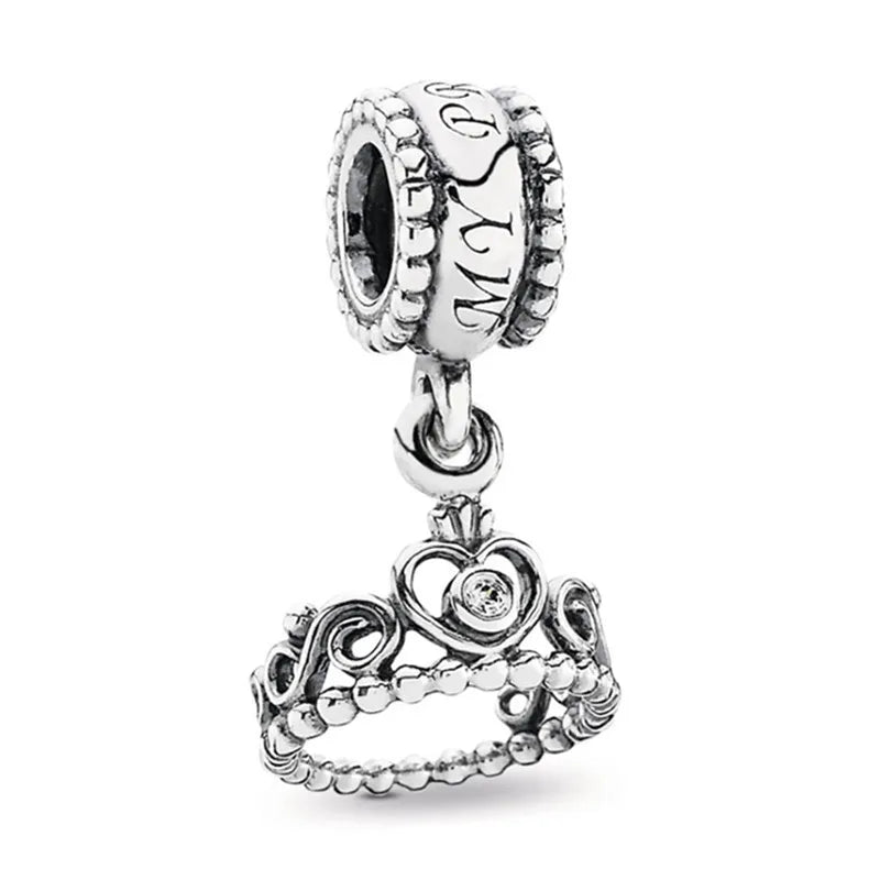 New Animal Footprint Musical Note Safety Chain Crown Boy Pendant Fits Pandora Charm Bracelet DIY Women's Original Beading Gifts