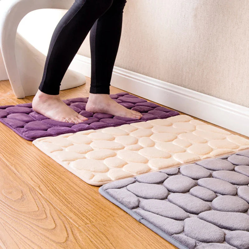 40*60CM Coral Fleece Bathroom Memory Foam Rug Kit Toilet Pattern Bath Non-slip Mats Floor Carpet Set Mattress for Bathroom Decor