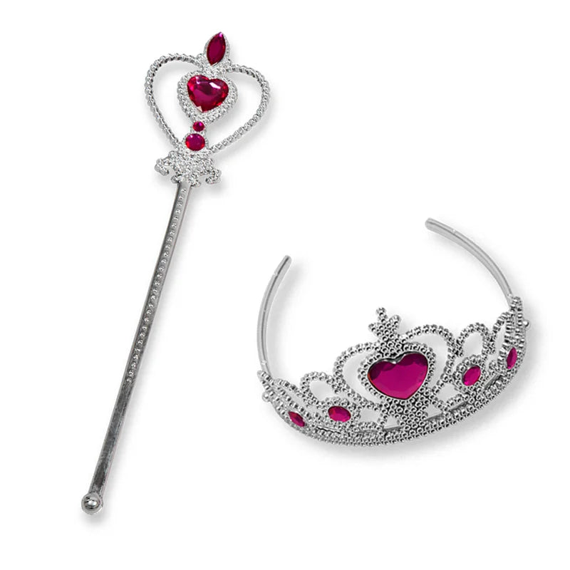 Girls Elsa  Kids Princess Accessories Set 2Pcs Crown Crystal Magic Stick for Child Cospaly Performance Costume Birthday Gifts