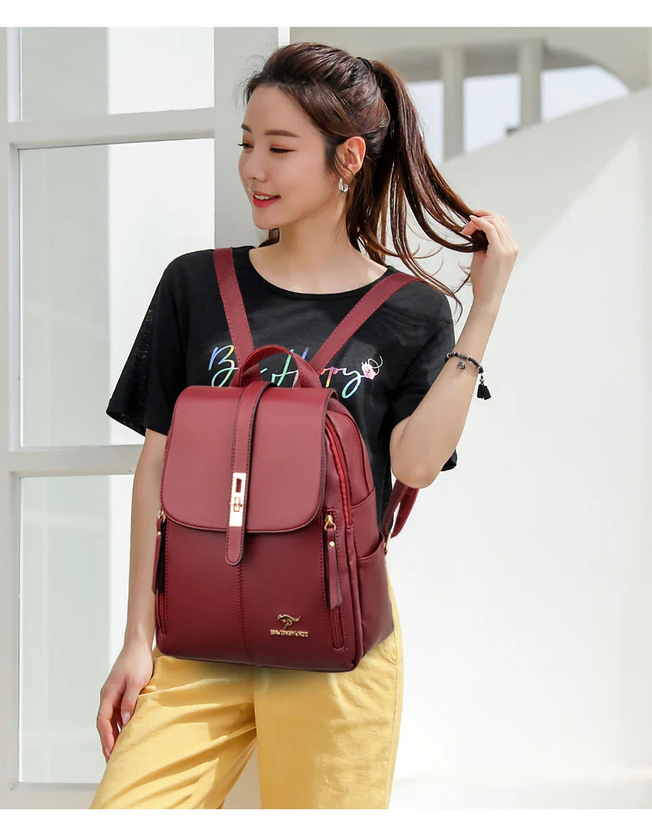 Women Large Capacity Backpack Purses High Quality Leather Female Vintage Bag School Bags Travel Bagpack Ladies Bookbag Rucksack