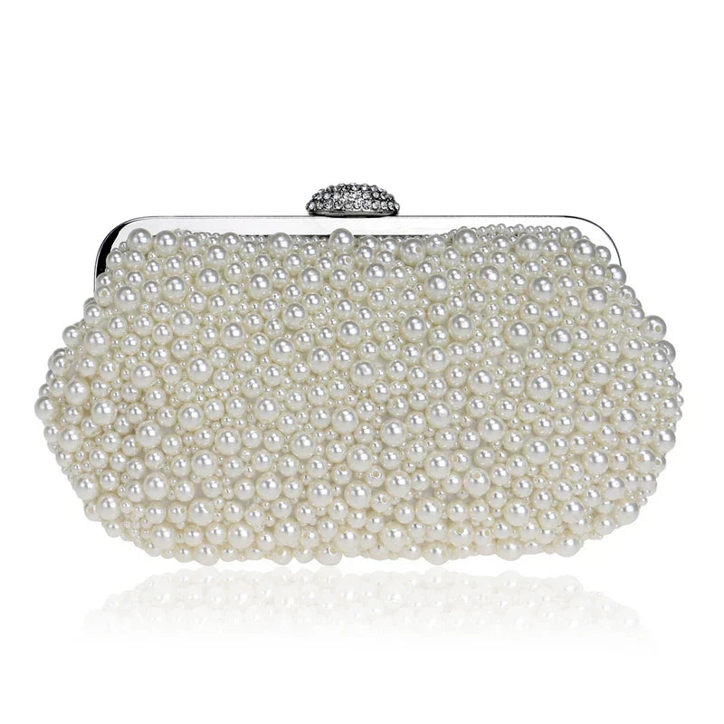 SEKUSA Beded women evening bags diamonds shell lady small day clutches party dinner wedding bridal hollow pearl handbags purse