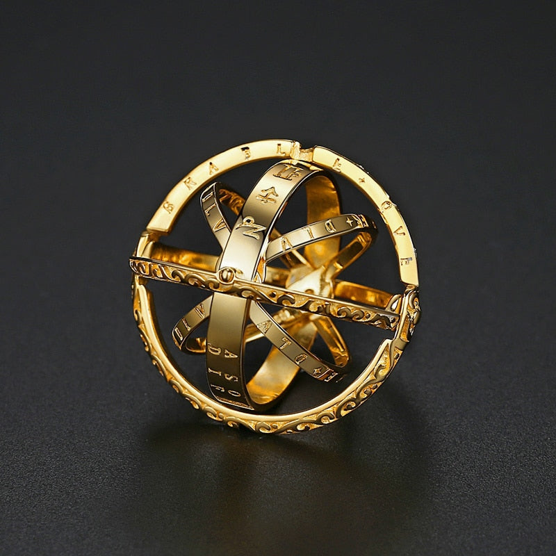 Astronomy Ball Rings Openable Rotate Sphere Cosmic Planet letter Ring Women Fashion Jewelry 7-12 Size