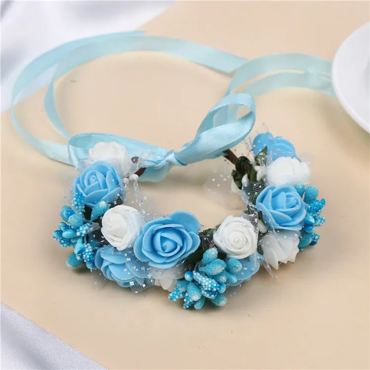 6Colors Women Beach Headband Floral Hair Lady Girls Bride Boho Flower Headband Floral Head Wreath Garlands Bohemia Beach Flower