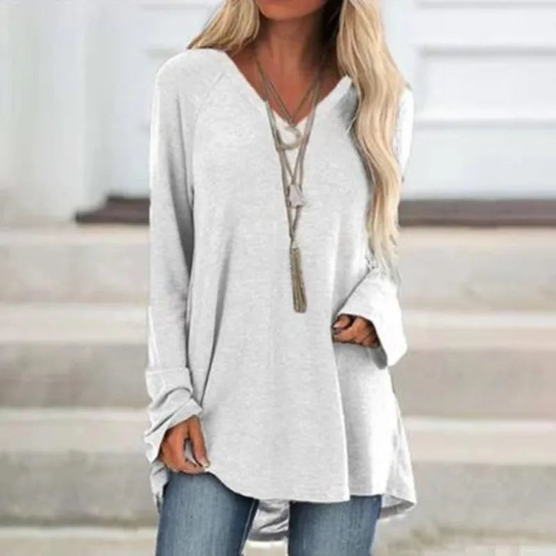 Female Clothes New Spring Autumn S-8XL Oversized T-shirt Solid Long Sleeve Loose Cotton Casual Harajuku Tunic Tees Top Women's