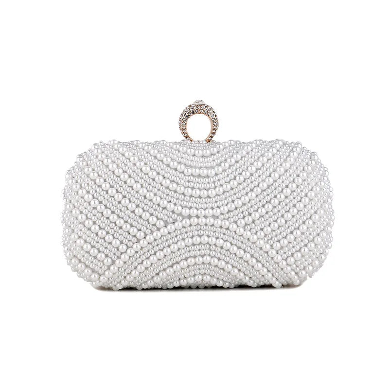 SEKUSA Beded women evening bags diamonds shell lady small day clutches party dinner wedding bridal hollow pearl handbags purse