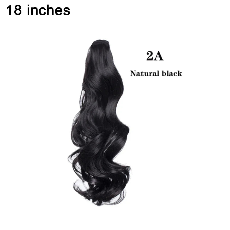 BENEHAIR Fake Ponytail Claw On Ponytail Long Wavy Clip In Hair Extension Hair Synthetic Hairpiece For Women Pony Tail Fake Hair