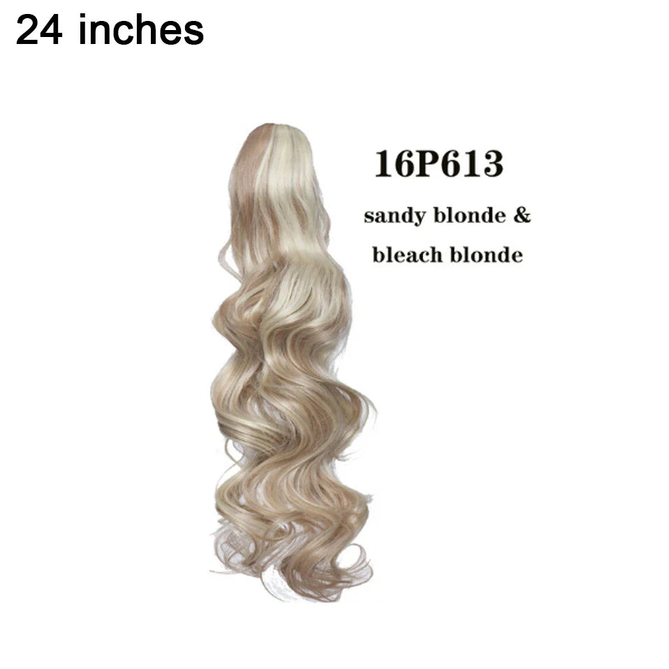 BENEHAIR Fake Ponytail Claw On Ponytail Long Wavy Clip In Hair Extension Hair Synthetic Hairpiece For Women Pony Tail Fake Hair