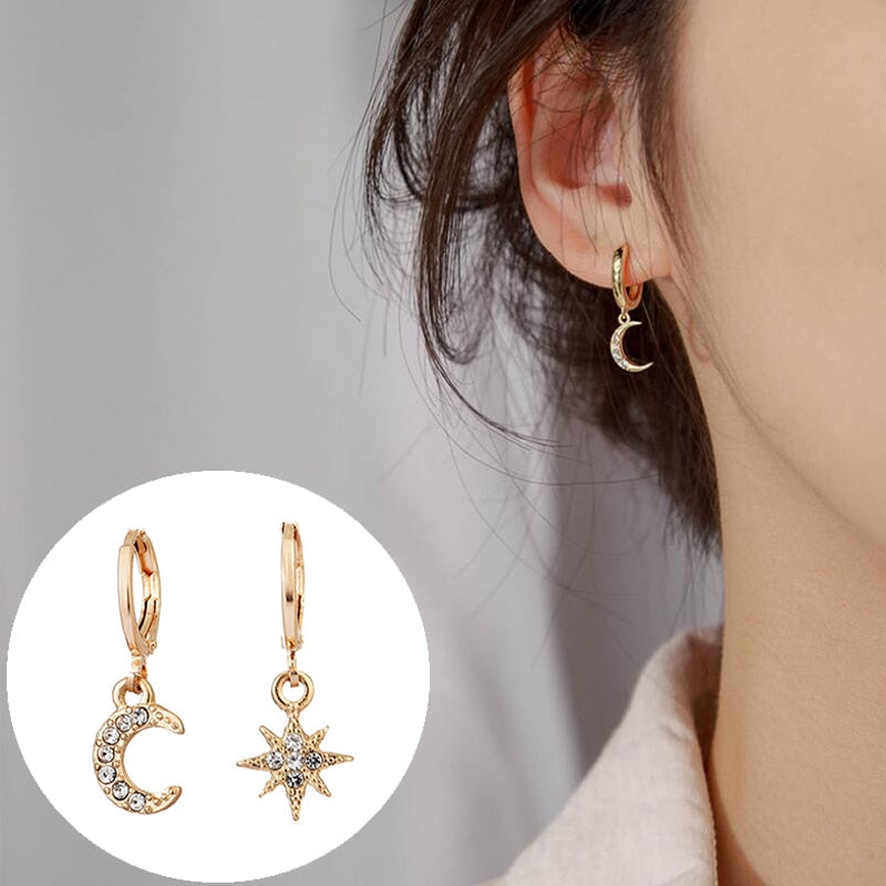 New Crystal Flower Drop Earrings for Women Fashion Jewelry Gold Colour Rhinestones Earrings Gift for Party Best Friend